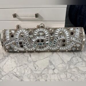 Glamorous Silver Crystal Clutch